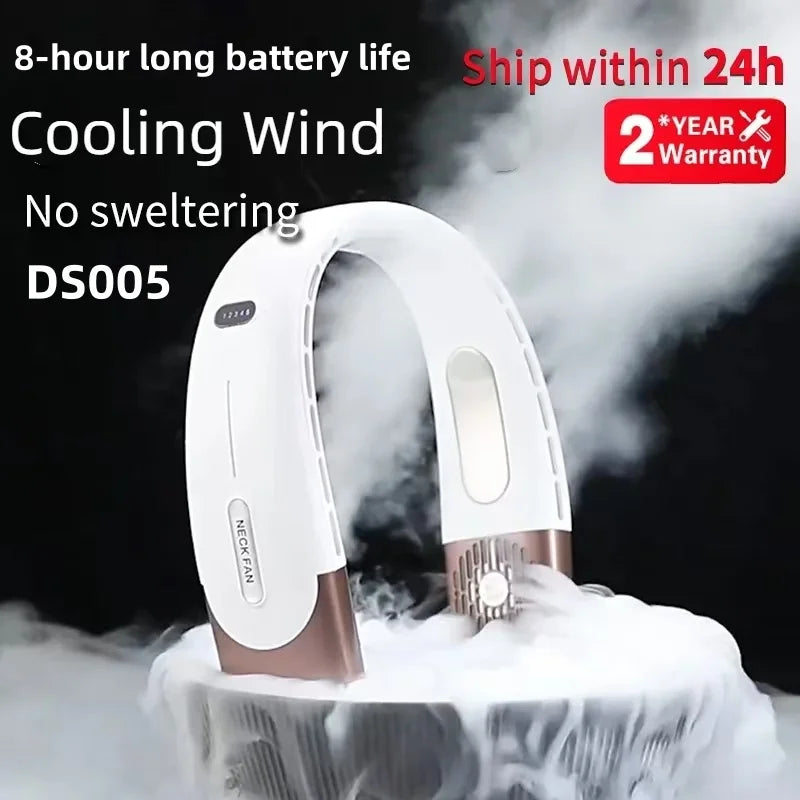 Ventilateur portable USB 8000 mAh à suspendre au cou, sans pales, mini, rechargeable, silencieux, avec affichage numérique LED, rafraîchisseur d'air électrique portatif