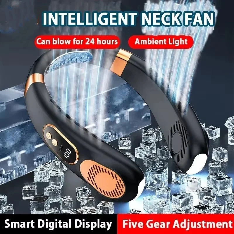 Ventilateur portable USB 8000 mAh à suspendre au cou, sans pales, mini, rechargeable, silencieux, avec affichage numérique LED, rafraîchisseur d'air électrique portatif