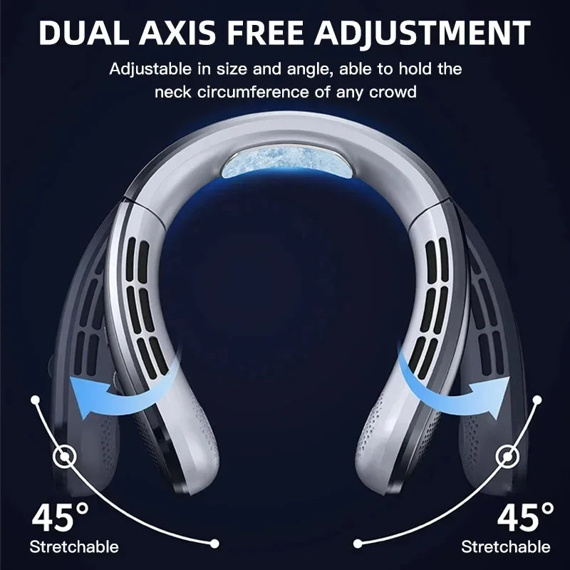 Ventilateur portable USB 8000 mAh à suspendre au cou, sans pales, mini, rechargeable, silencieux, avec affichage numérique LED, rafraîchisseur d'air électrique portatif